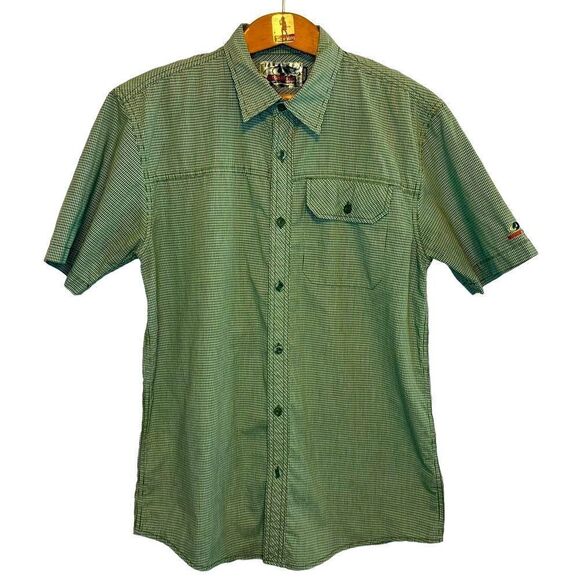 Mossy Oak green plaid MD short sleeved button front shirt - Picture 2 of 9